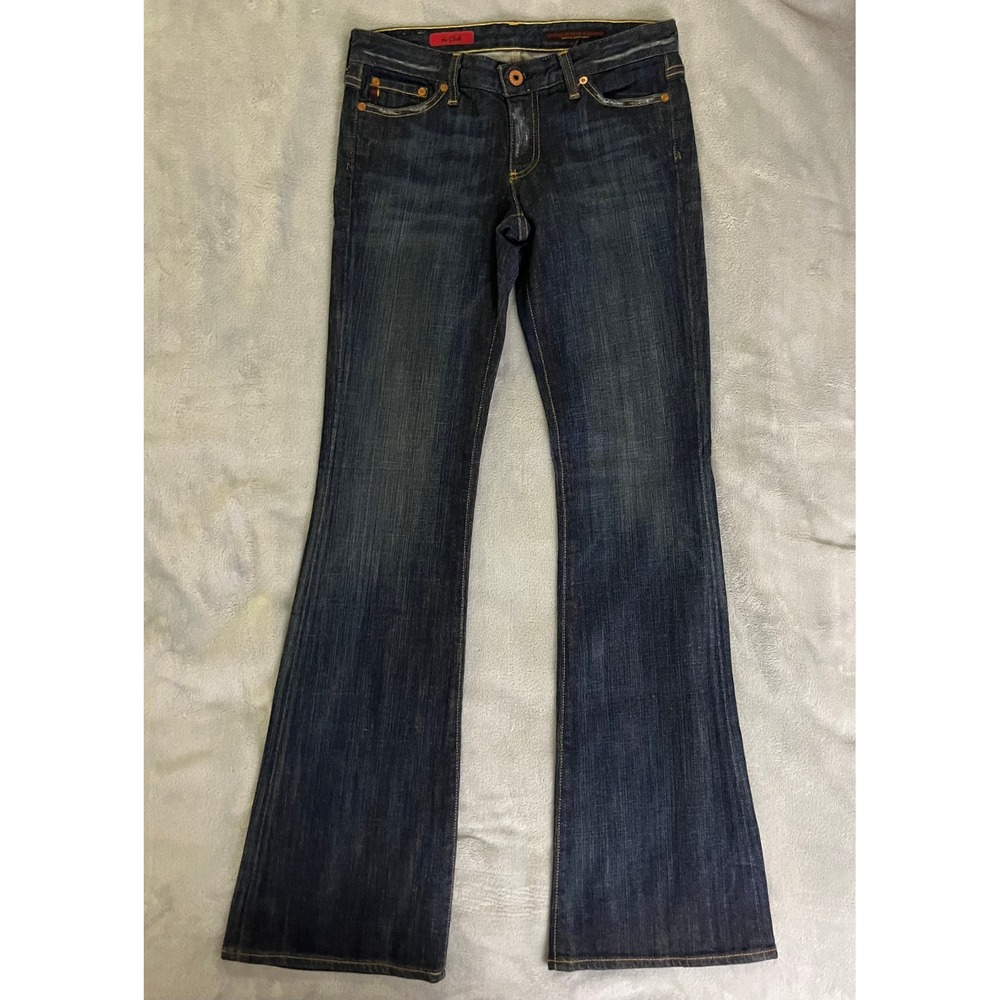 AG Adriano Goldschmied 27R The Club Flare Jeans Dark Wash Low Rise Distressed